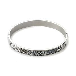 Stainless Steel Multi-Crystal Black Bangle Bracelet