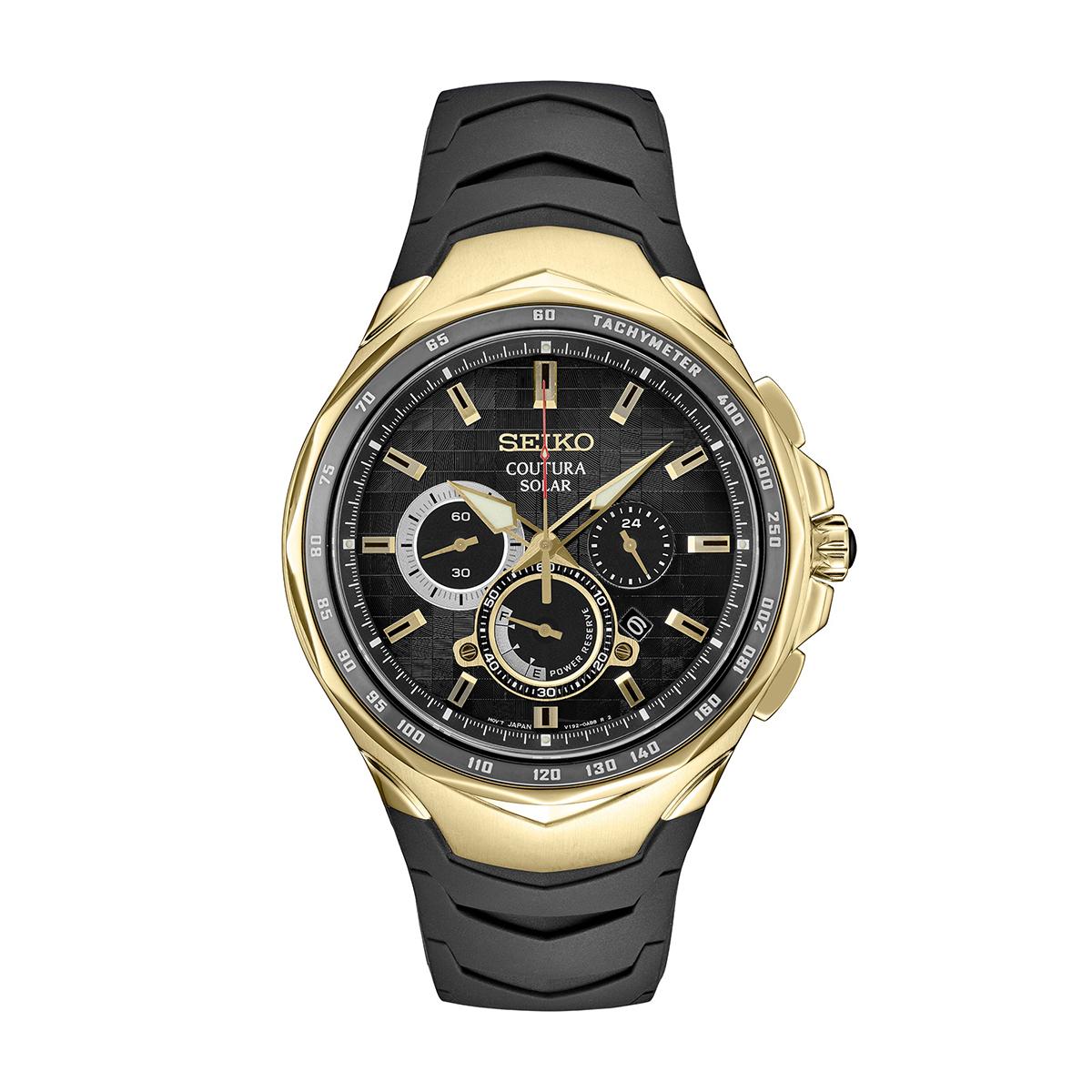 Mens Seiko Coutura Solar Chronograph Yellow/Black Watch - SSC810