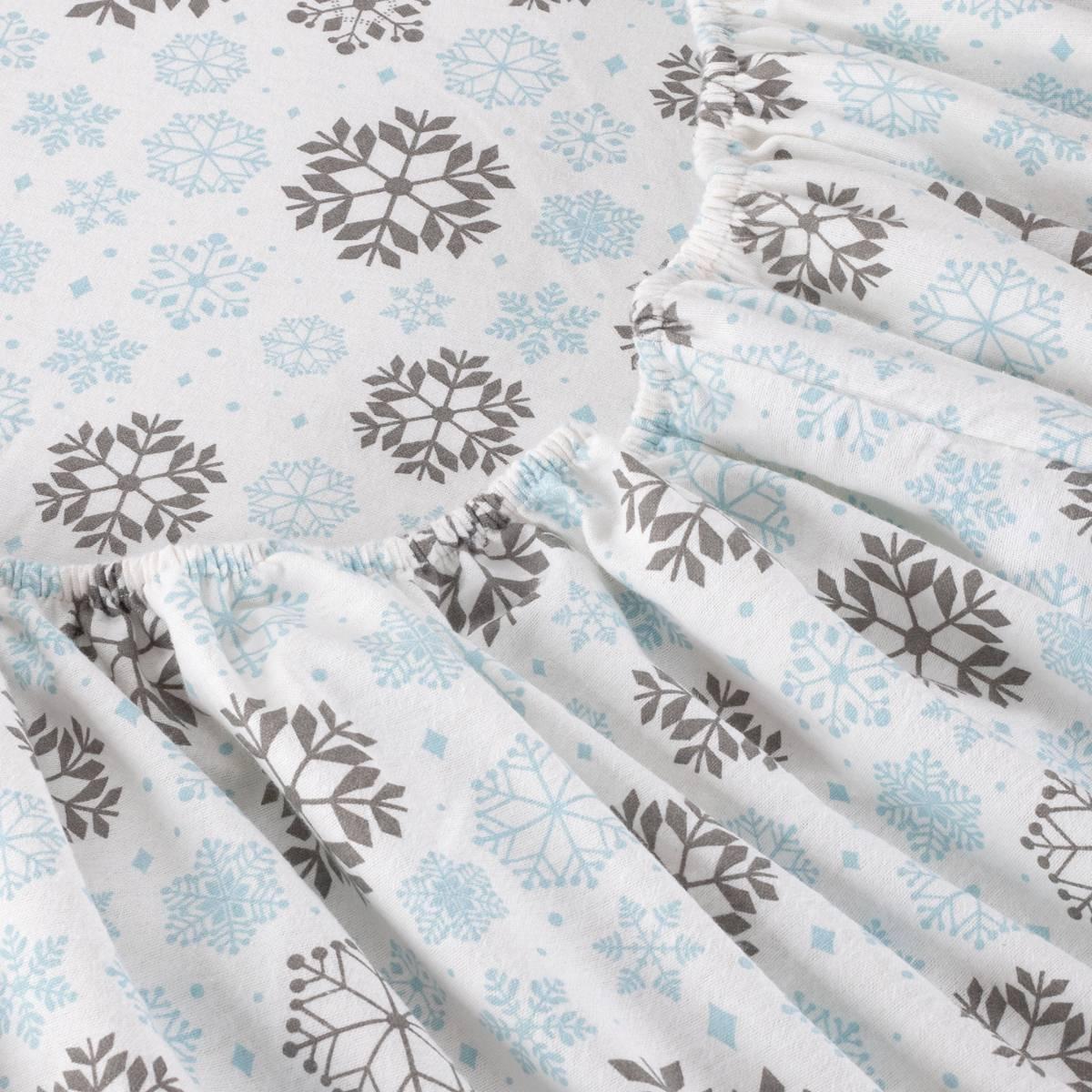 Kathy Ireland 100% Turkish Cotton Flannel Snowflakes Sheet Set