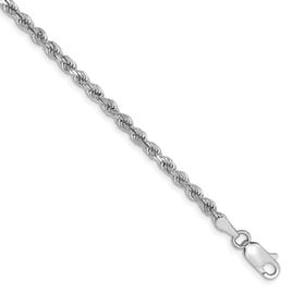Unisex Gold Classics™ 2.75mm. 14k White Diamond Cut Rope Necklace