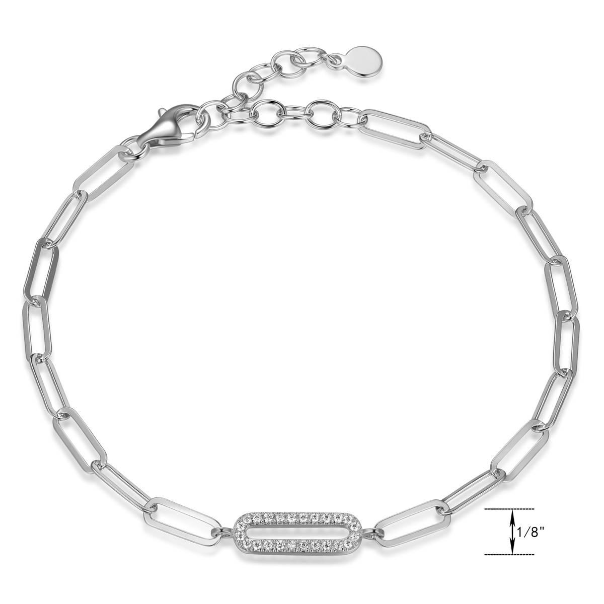 Forever Facets Sterling Silver Paperclip Bracelet