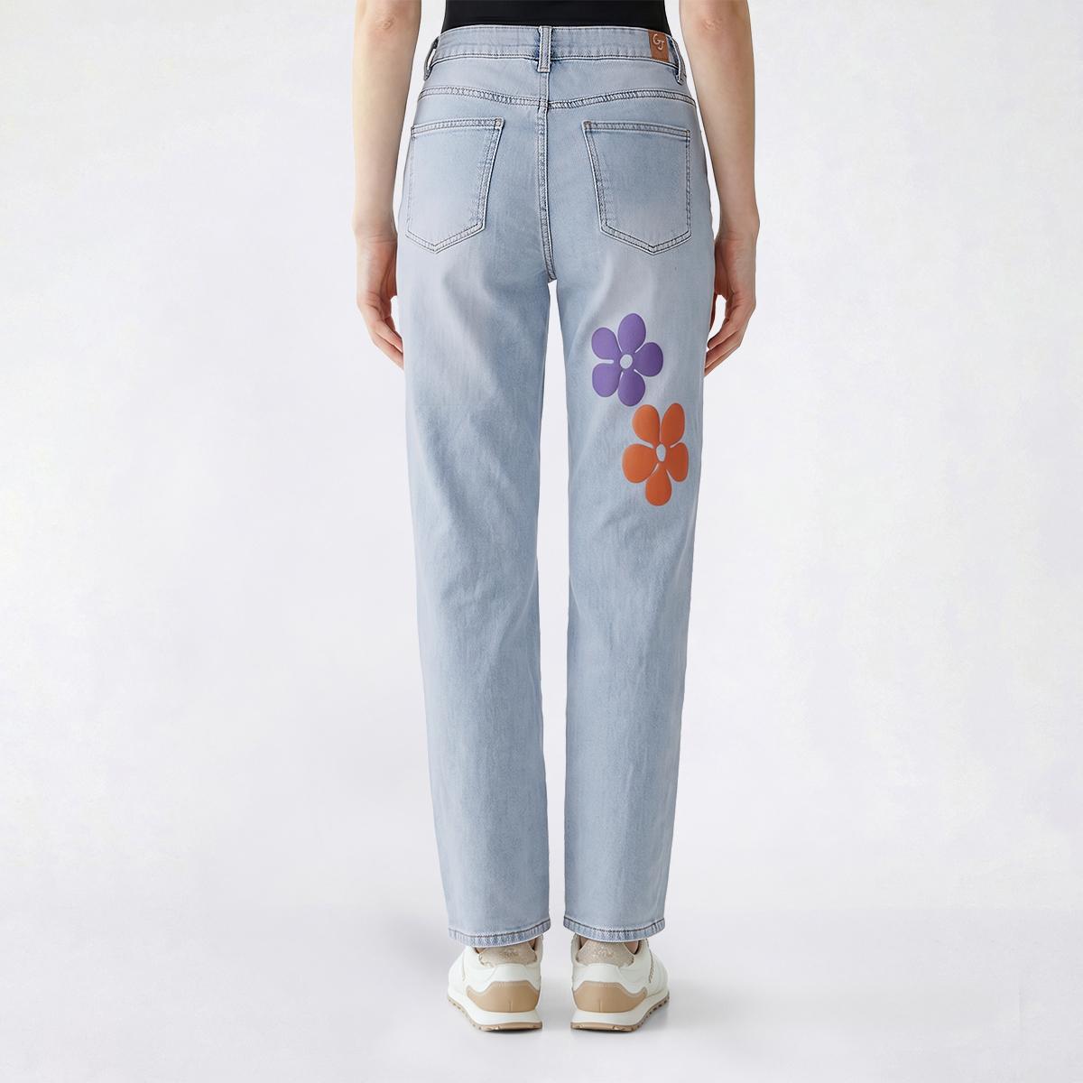 Juniors Gogo Jeans High Rise Straight Puff Paint Flowers Jeans