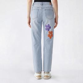 Juniors Gogo Jeans High Rise Straight Puff Paint Flowers Jeans