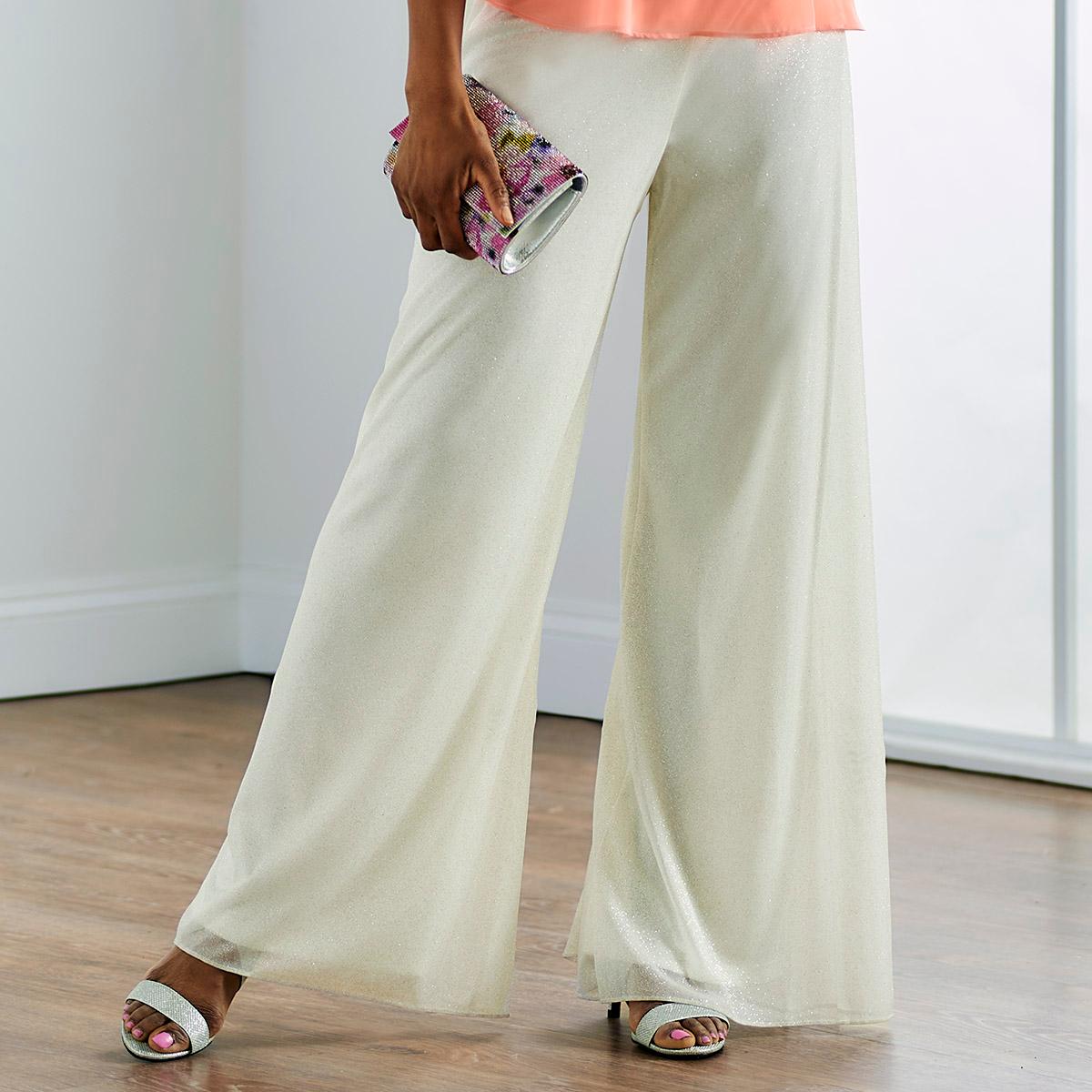 Womens MSK Glitter Mesh Wide Leg Palazzo Pants