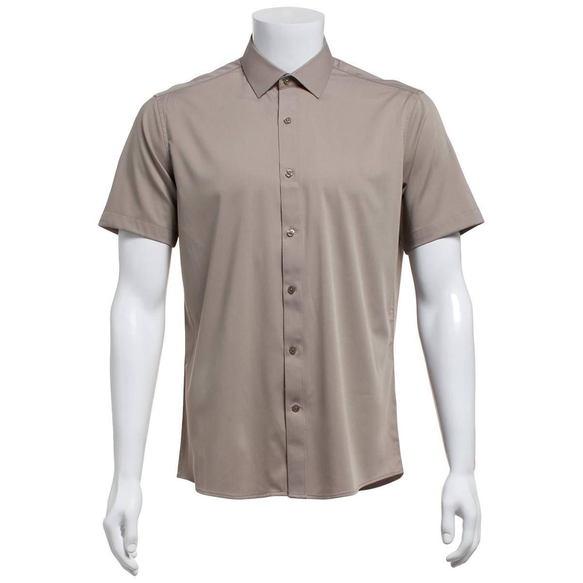 Mens Tom Baine Slim Fit Short Sleeve Dress Shirt - Tan