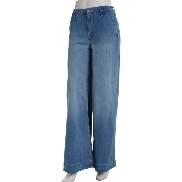 Juniors Celebrity Pink Thick Hem High Rise Wide Leg Jeans