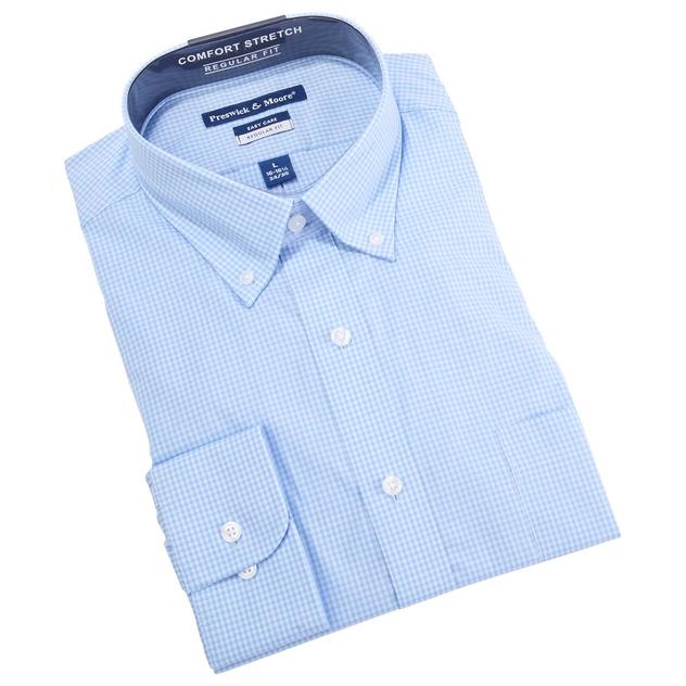 Mens Big & Tall Preswick & Moore® Gingham Dress Shirt - Blue