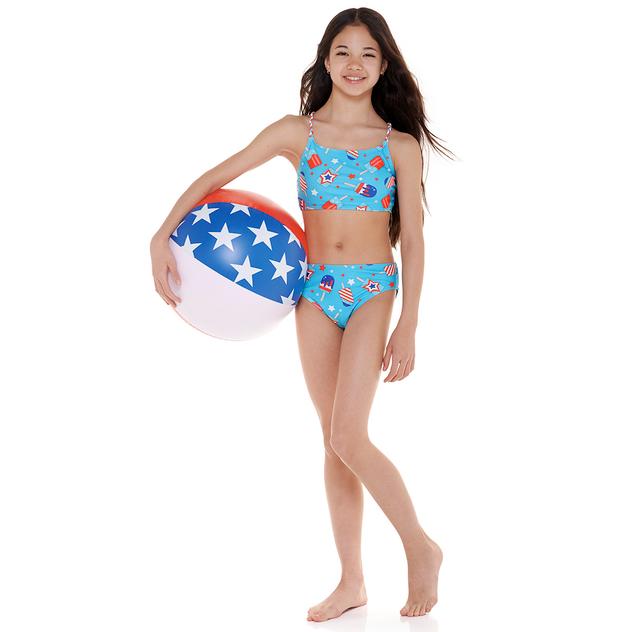 Girls (7-16) Breaking Waves Popsicle 2pc. Swim Set