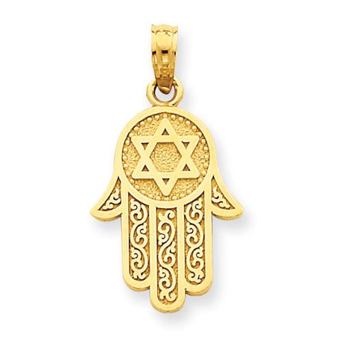 Unisex Gold Classics(tm) 14kt. Hand of God & Star of David Pendant