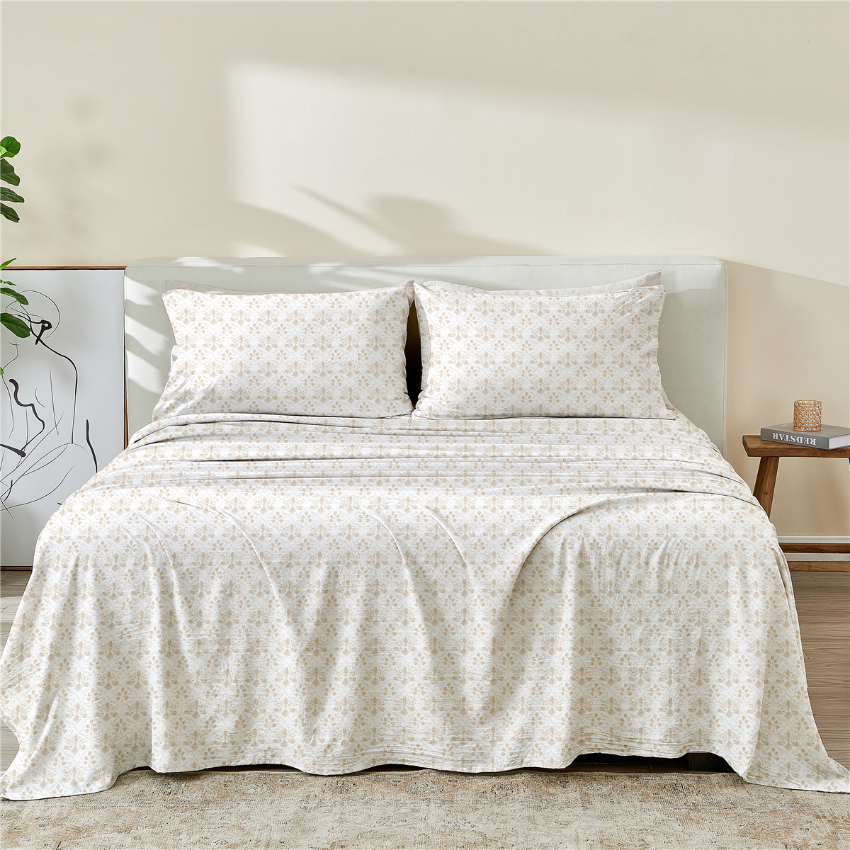 Patina Vie Maison Leiea Microfiber Foliage Day Sheet Set