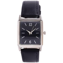 Mens Black & Silver-Tone Faux Leather Strap Watch - 50598S-07-B02