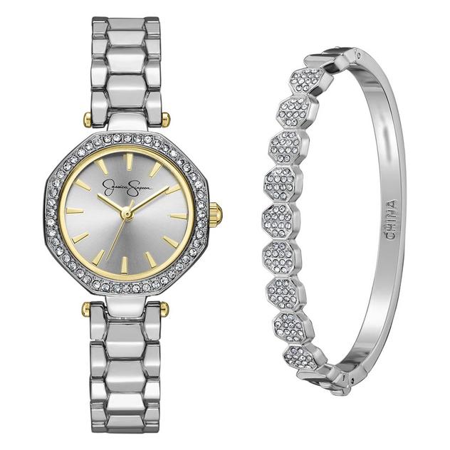 Womens Jessica Simpson Crystal Watch & Bracelet Set - JSB8020SL