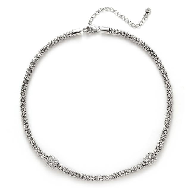 Wearable Art Silver-Tone Popcorn Chain Necklace with Beads