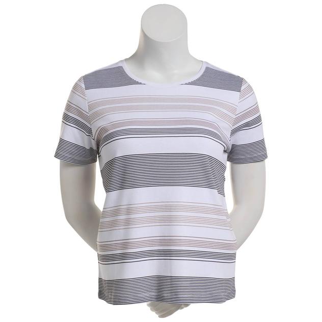 Plus Size Hasting & Smith Short Sleeve Striped Crew Neck Tee