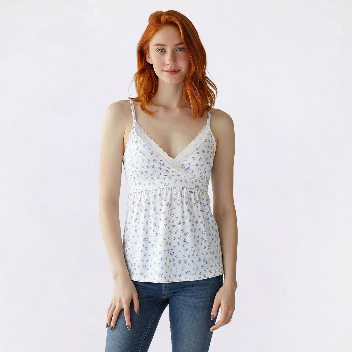 Juniors Madden Girl Ditsy Lace Trim Longer Babydoll Camisole