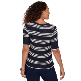 Womens Emaline Summer In The City Stripe Elbow Sleeve Cardigan