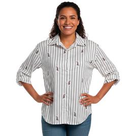 Plus Size Notations Roll Tab Sleeve Cheetah Stripe Button Down