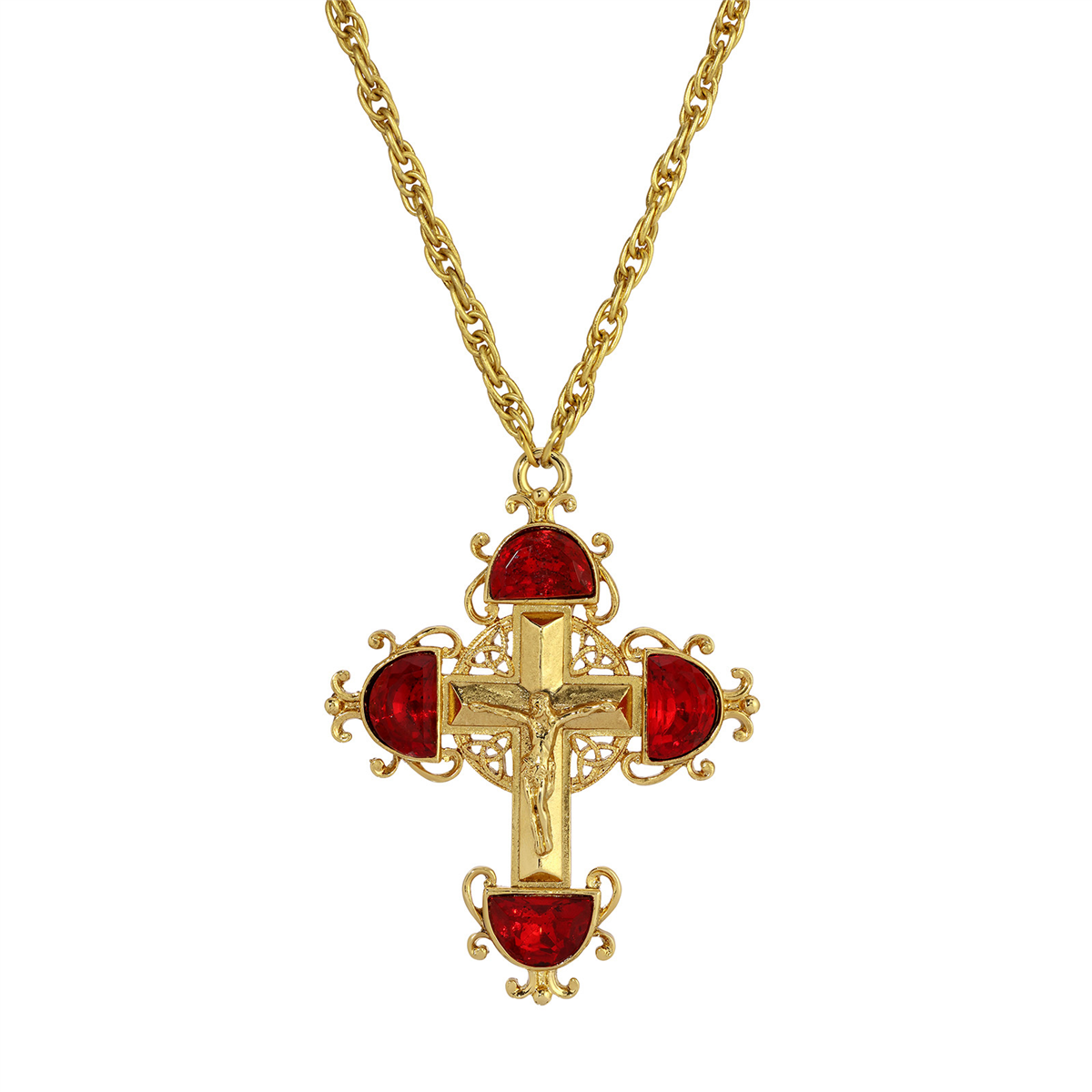 Symbols of Faith Gold Cross Color Crystal Necklace