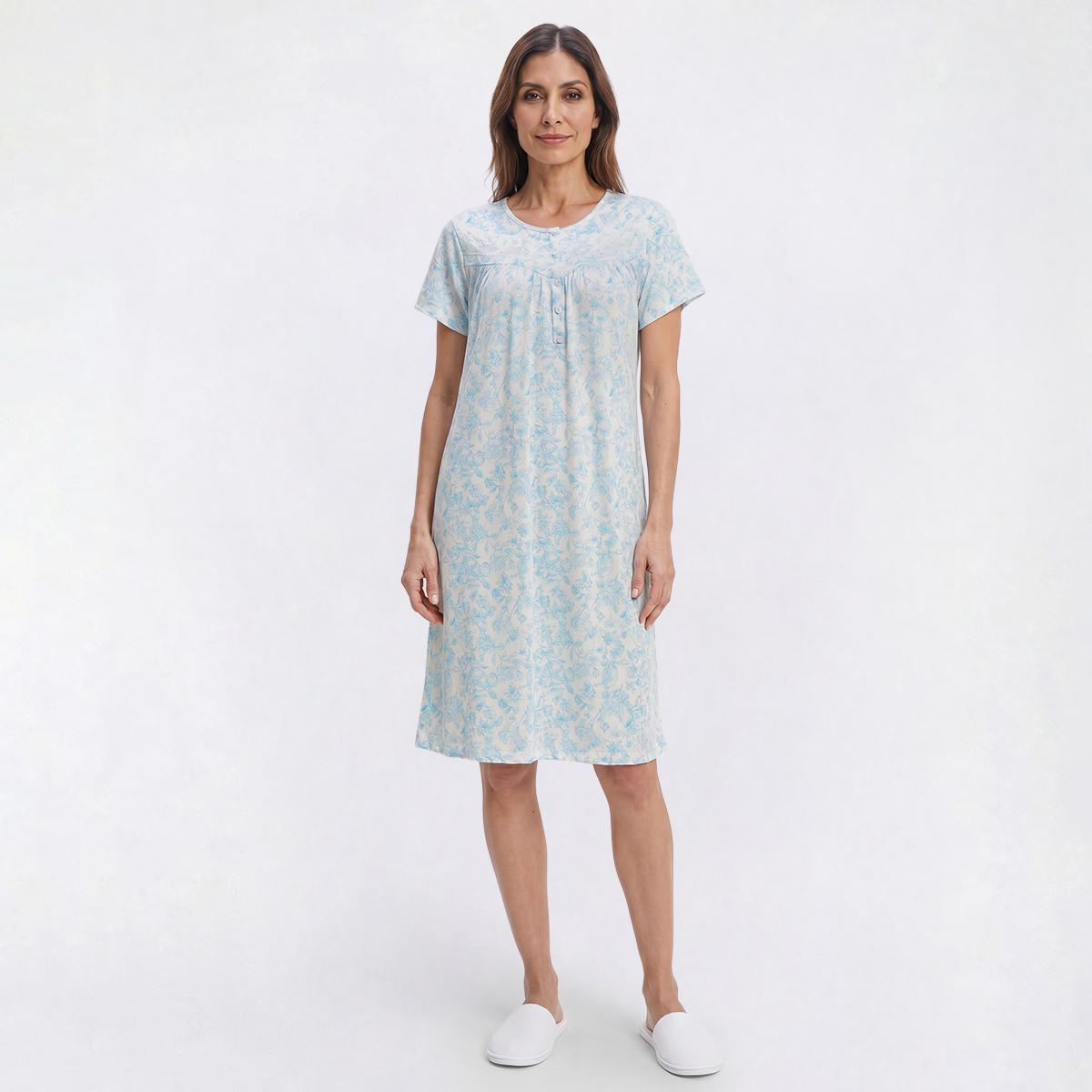 Womens Elizabeth & Nicole Blue Floral Lace Nightshirt