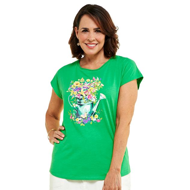 Plus Size Kiwi Fresh Short Sleeve Watering Can Graphic Tee