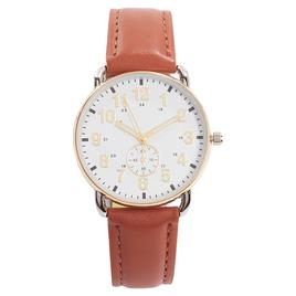 Mens Two-Tone Sunray Dial Watch with Leather Band - 50735S-07-B16