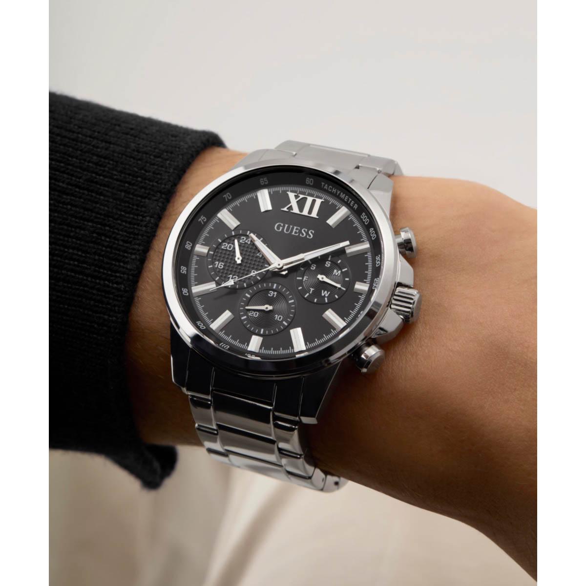 Mens Guess Silver-Tone Chrono Look Dial Watch - GW0900G1