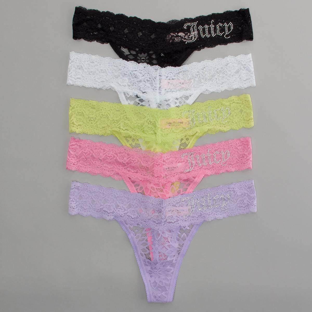 Juniors Juicy Couture 5pk. Lace Thong Panties JC9889-5PKEL
