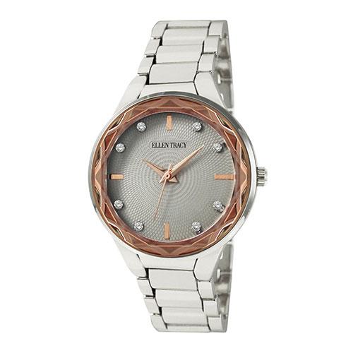 Womens Ellen Tracy Silver Faceted Bezel Watch - ET5313SL