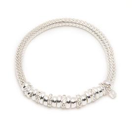 Nine West Silver-Tone & Crystal Beaded & Mesh Bracelet