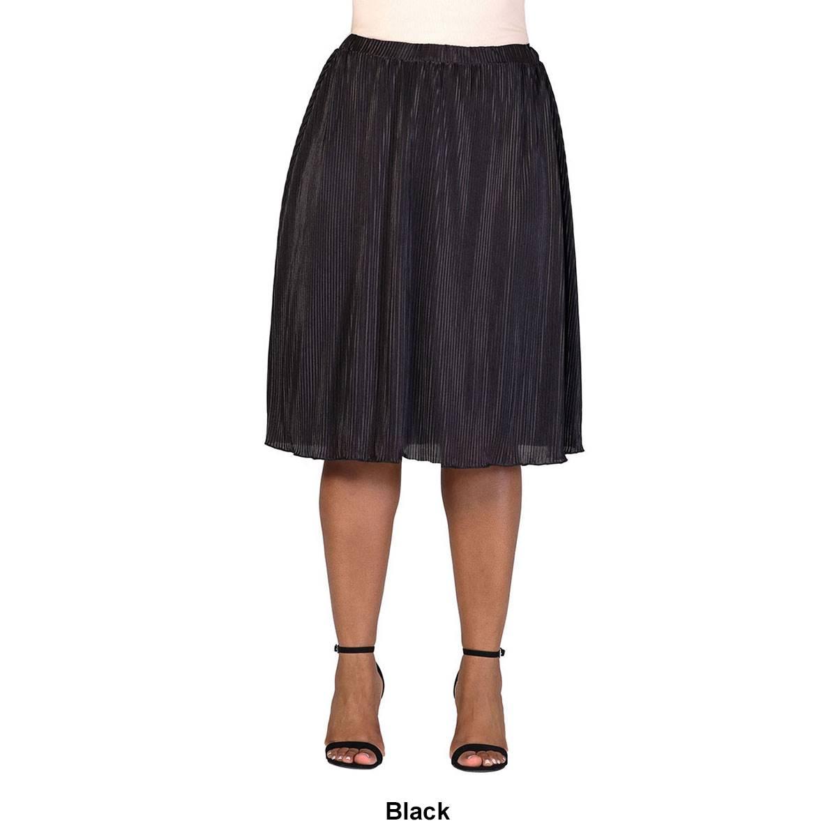 Plus Size 24/7 Comfort Apparel Elegant Accordion Party Midi Skirt