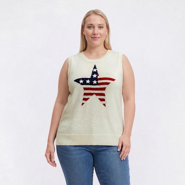 Plus Size Preswick & Moore® Sleeveless American Flag Sweater Vest