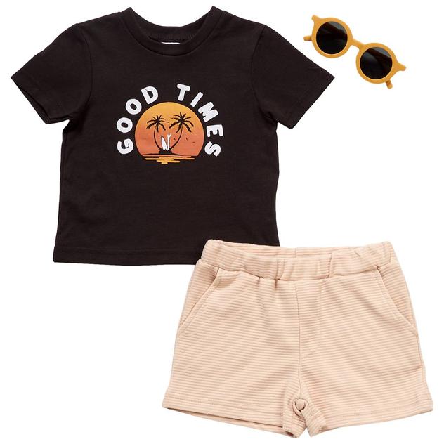 Baby Boy (6-18M) bon bébé® Good Times Shorts Set w/Sunglasses