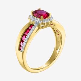 Gemstone Classics™ Lab Created Ruby & White Sapphire Gold Ring