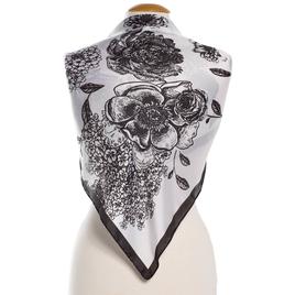 Womens Jessica McClintock Black And White Floral Square Scarf