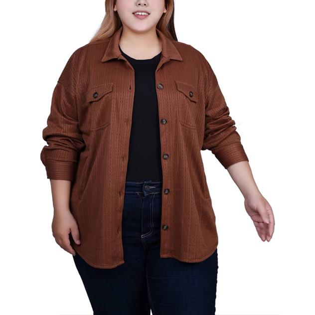 Plus Size NY Collection Long Sleeve Button Down