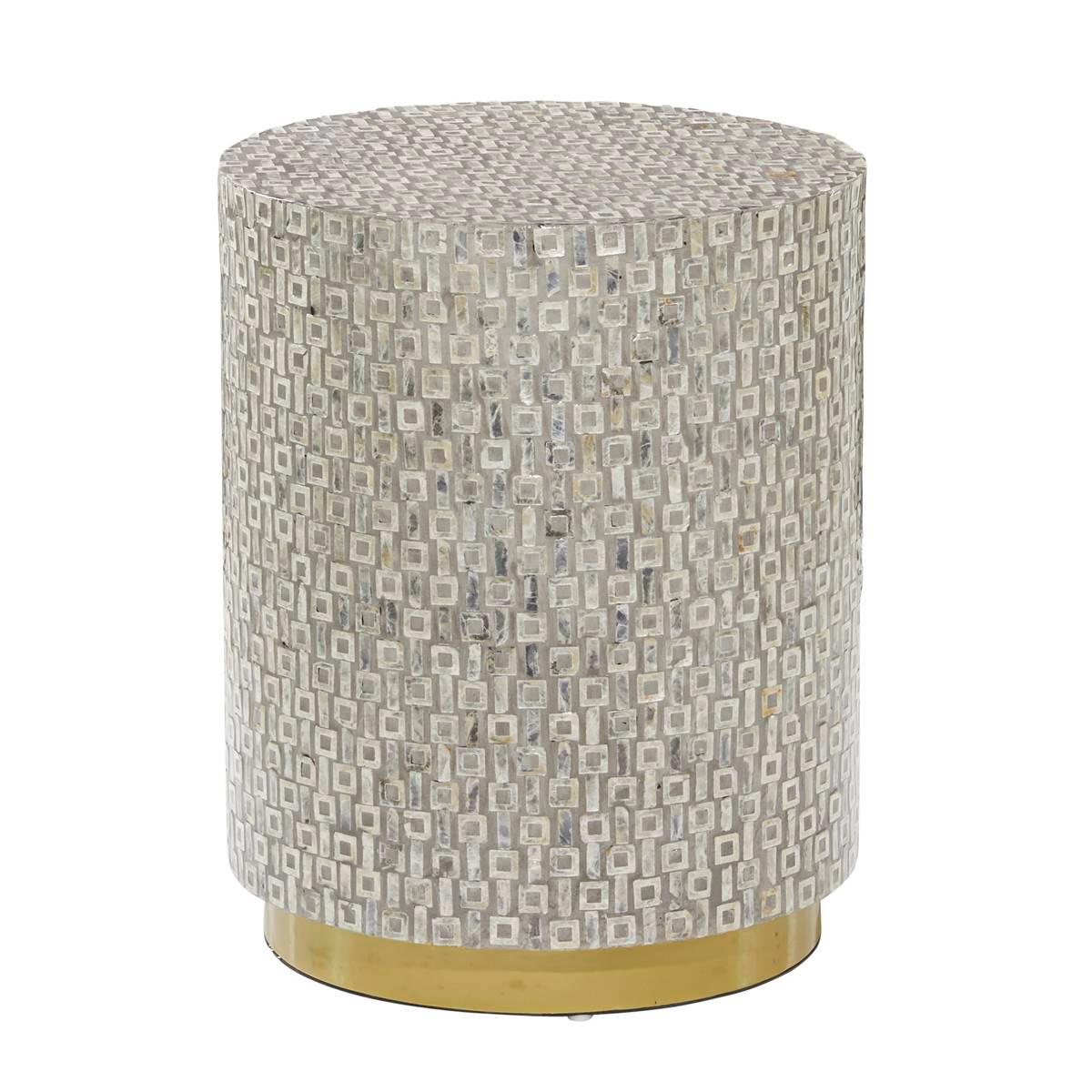 9th & Pike(R) Grey Mother of Pearl Contemporary Accent Table