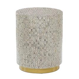 9th & Pike(R) Grey Mother of Pearl Contemporary Accent Table