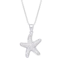 Silver Plated Cubic Zirconia Starfish Pendant