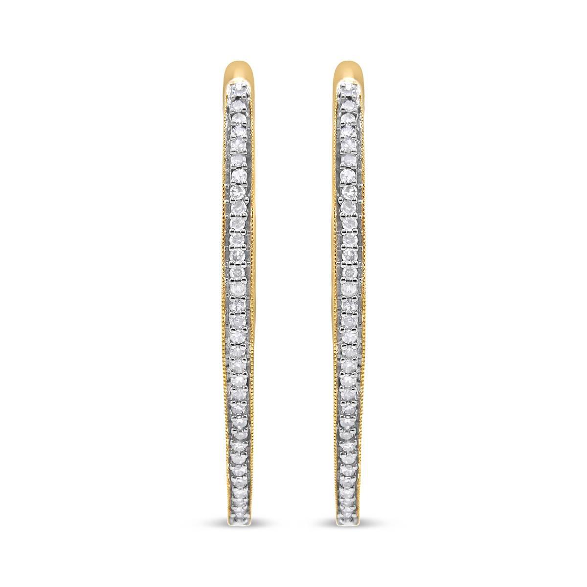 Haus of Brilliance 10kt. Yellow Gold Diamond Hoop Earrings