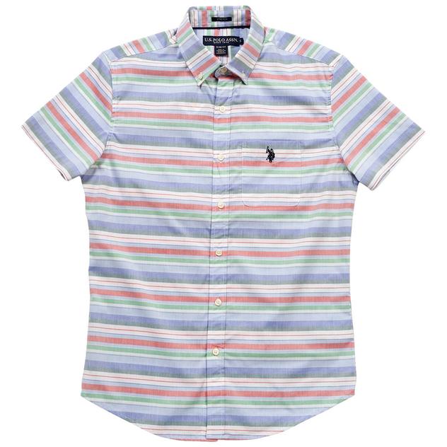 Mens U.S. Polo Assn.® Slim Fit Pastel Striped Button Down Shirt