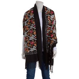 Womens Jessica McClintock Floral Embroidered Shawl w/ Fringe