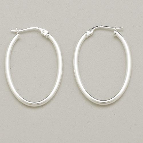 Designs by FMC Sterling Silver Oval Polished Hoop Earrings