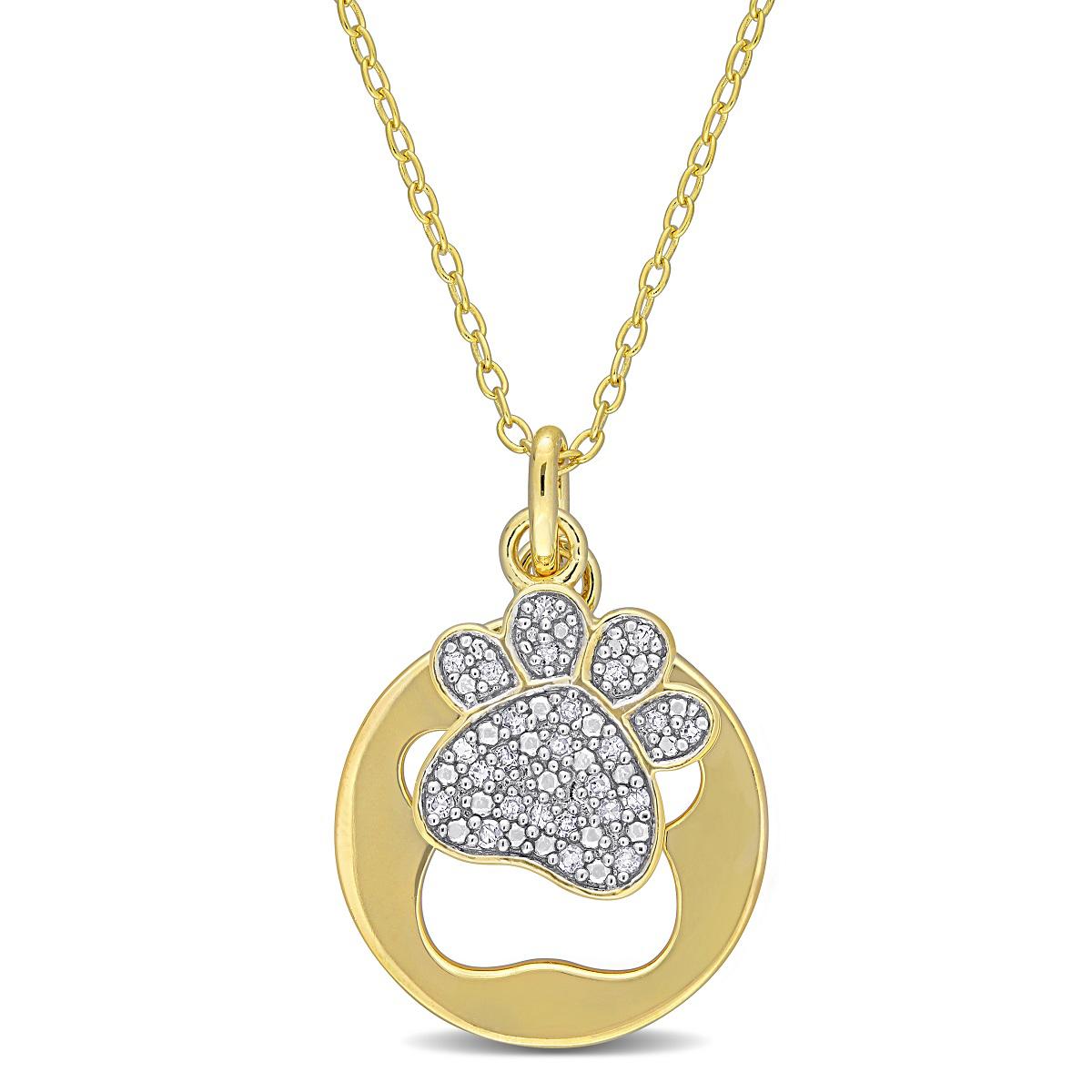 Diamond Classics(tm) Sterling Silver Dog Paw Necklace