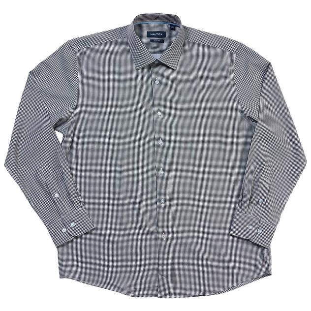 Mens Nautica Slim Fit Checkered Dress Shirt - White/Black