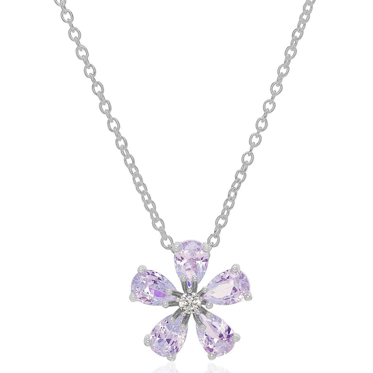 Simulated Lavender Flower Necklace