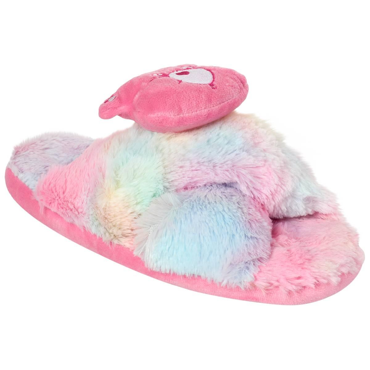 Womens Care Bears Faux Fur with  Plush Head Slippers