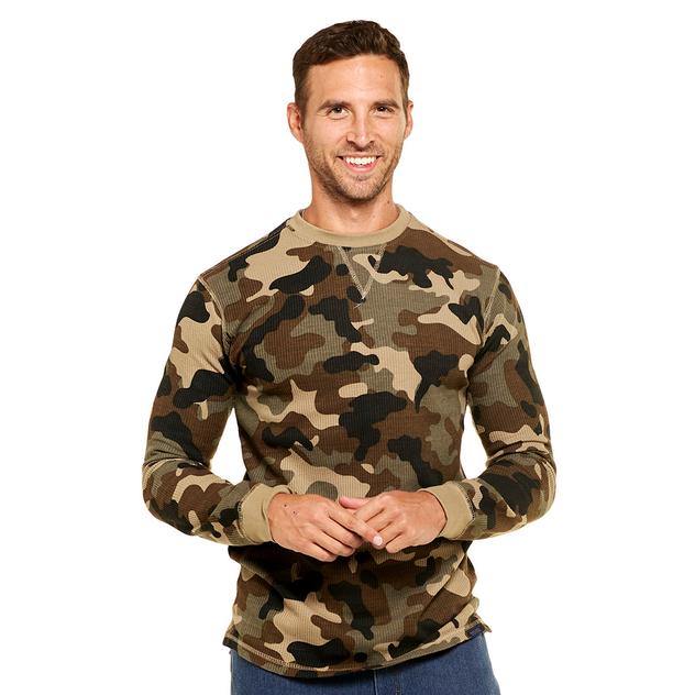 Mens Bass Creek Outfitters® Camo Long Sleeve Thermal Crew Tee