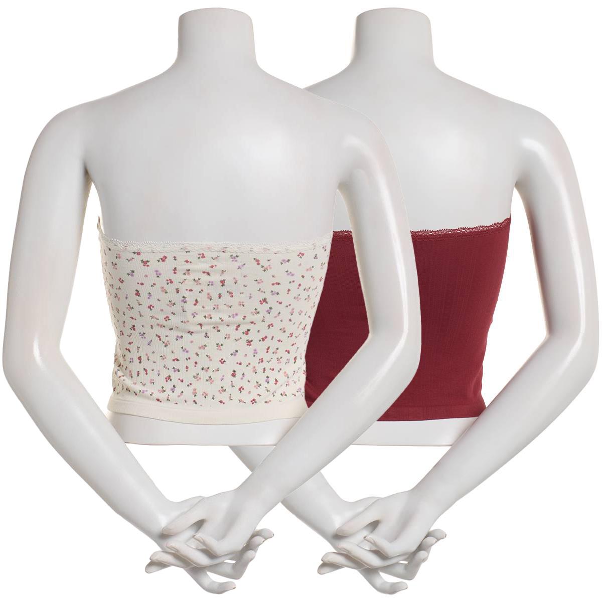 Juniors Pink Rose 2pk. Seamless Tube Top with Lace Trim