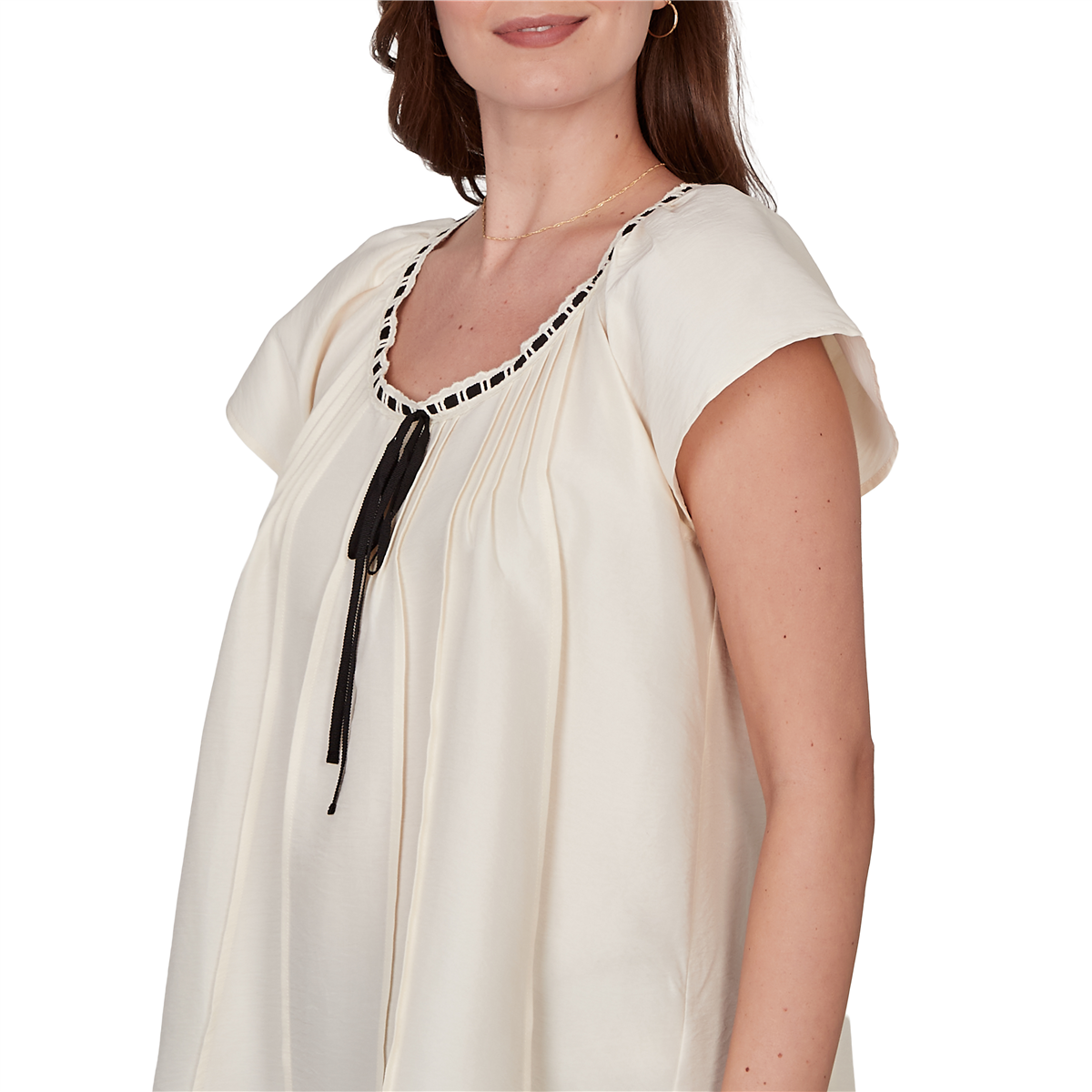 Womens Skye’s the Limit Terra Tropic Solid Pleated Blouse
