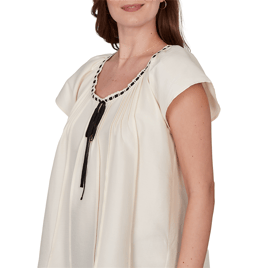Womens Skye’s the Limit Terra Tropic Solid Pleated Blouse